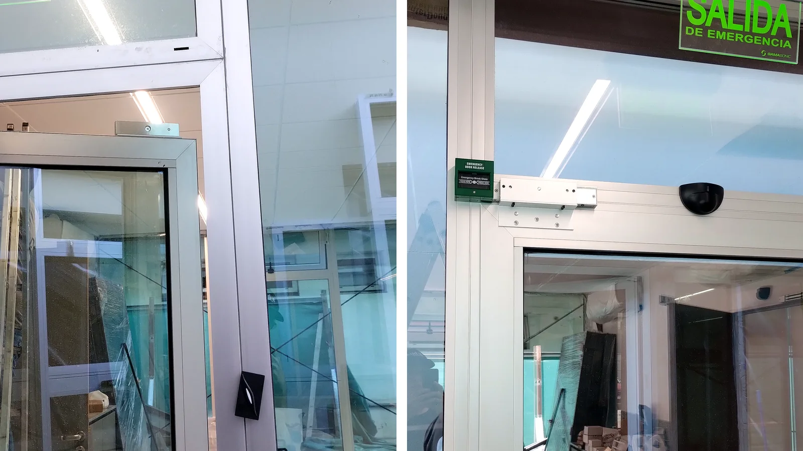 Instalación real de puertas con control de acceso electrónico realizada por LevelTeam